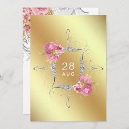 Roze en goud en zilver bloemendiamant trouw Sa Save The Date