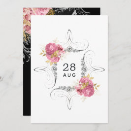Roze en goud en zilver Floral Diamond Wedding Sa Save The Date