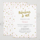 Roze en Goud Fabulous & 40 Verjaardag Uitnodiginge Kaart (Voorkant / Achterkant)
