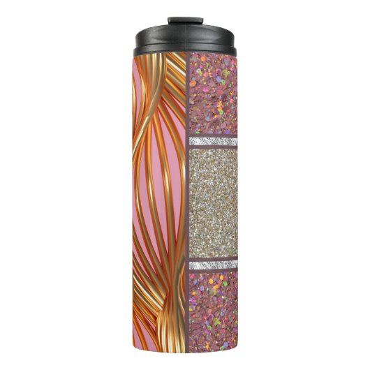 Roze en Goud | faux glitter Thermosbeker (Voorkant)
