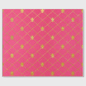 Roze en goud. Fleur de Lis. Cadeaupapier (Vlak)