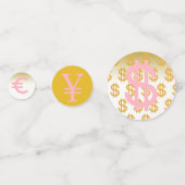 Roze en Goud Geld symbolen Partij Confetti (Achterkanten)