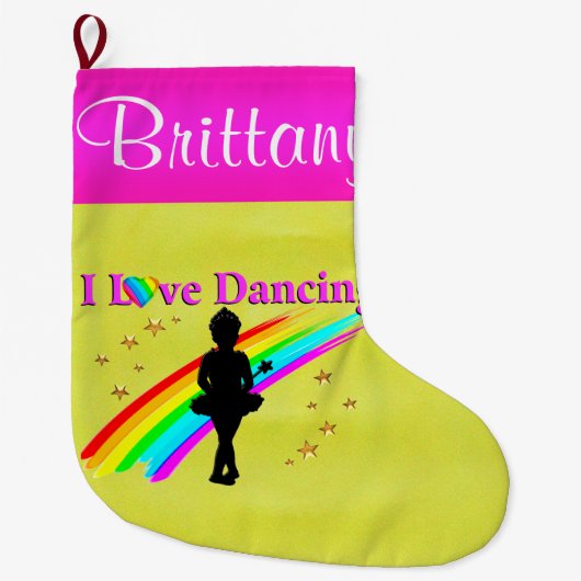 ROZE EN GOUD GEPERSONALISEERDE BALLERINA STOCKING GROTE KERSTSOK (Voorkant)