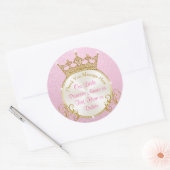 Roze en Goud Gepersonaliseerde Prinses Stickers (Envelop)