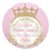 Roze en Goud Gepersonaliseerde Prinses Stickers