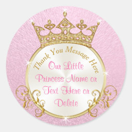 Roze en Goud Gepersonaliseerde Prinses Stickers