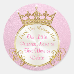 Roze en Goud Gepersonaliseerde Prinses Stickers
