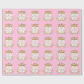 Roze en Goud Gepersonaliseerde Prinses Verpakkings Cadeaupapier (Vlak)
