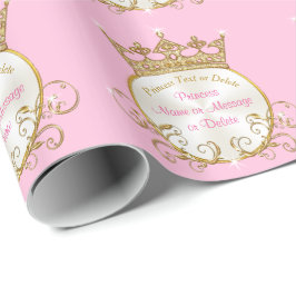 Roze en Goud Gepersonaliseerde Prinses Verpakkings Cadeaupapier