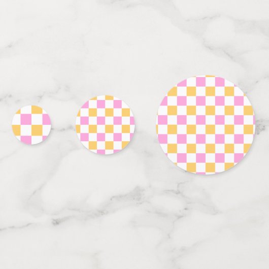 Roze en Goud Geruit  Confetti (Voorkanten)