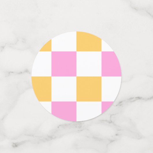 Roze en Goud Geruit  Confetti (Kleine voorkant)