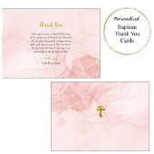 Roze en Goud Glitter Orthodox Christelijk Doopsel Bedankkaart