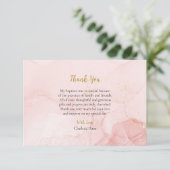 Roze en Goud Glitter Orthodox Christelijk Doopsel Bedankkaart (Staand voorkant)