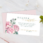 Roze en Goud Groen Bloemen Luier Raffle Kaart f
