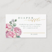 Roze en Goud Groen Bloemen Luier Raffle Kaart f (Voorkant)