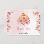 Roze en Goud Halloween Kleine Pompoen Baby shower Bedankkaart (Voorkant / Achterkant)