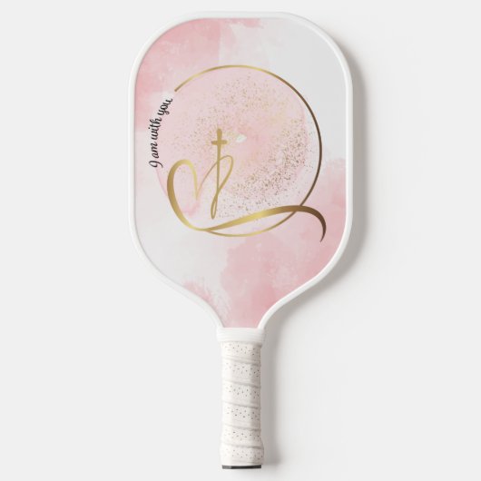 Roze en goud Ik ben bij jullie Pickleball Paddle (Voorkant)