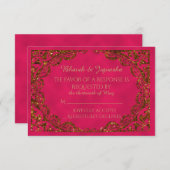 Roze en Goud Indische Huwelijksreactie Kaart (Voorkant / Achterkant)