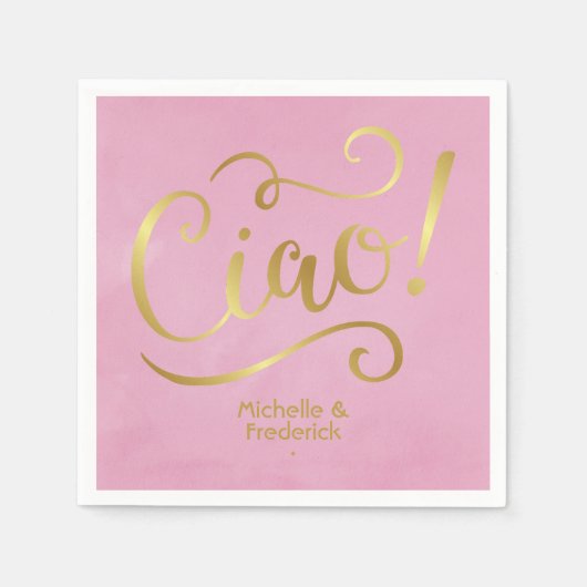 Roze en Goud Italiaans Servet (Voorkant)