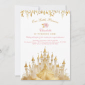 Roze en Goud Kleine Prinses 1e Verjaardag Kaart (Voorkant)