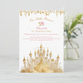 Roze en Goud Kleine Prinses 1e Verjaardag Kaart (Staand voorkant)