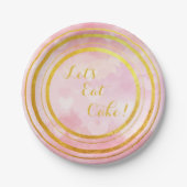 Roze en Goud Let's Eat Cake Paper Borden Papieren Bordje (Voorkant)