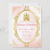 Roze en goud  lijst prinses verjaardag kaart (Voorkant)