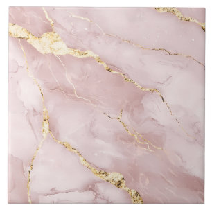 Roze en Goud Luxe Edelsteen Modern Marmer Tegeltje