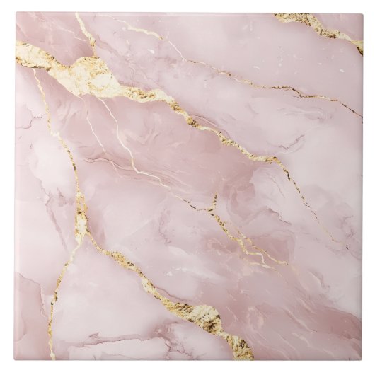 Roze en Goud Luxe Edelsteen Modern Marmer Tegeltje (Voorkant)