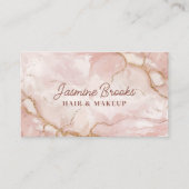 Roze en Goud Marmer Chic Glam Visitekaartje (Voorkant)