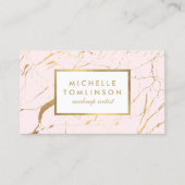 Roze en Goud Marmer Designer Visitekaartje (Voorkant)