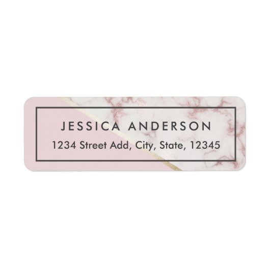 Roze en Goud Marmer Retouradres Etiket (Voorkant)