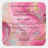 Roze en Goud Marmeren Badzout Zakje Label (Voorkant)