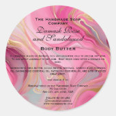 Roze en Goud Marmeren Cosmetica Jar Label (Voorkant)