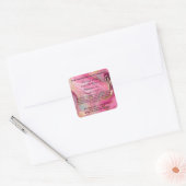 Roze en Goud Marmeren Parfum Roller Fles Vierkante Sticker (Envelop)