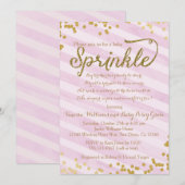 Roze en Goud Meisje Baby Sprinkle Shower Invitatio Kaart (Voorkant / Achterkant)