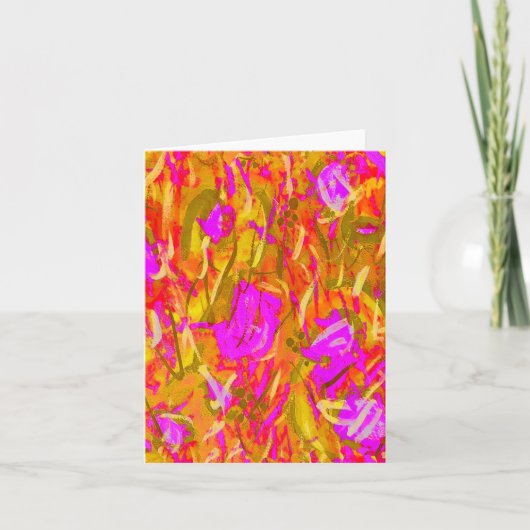 Roze en Goud Modern Abstract Art Blank Gevouwen Notitiekaartje (Voorkant)