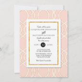 Roze en Goud Moderne Trellis Patroon Typografie Kaart (Voorkant)