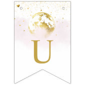 Roze en Goud Over the Moon en Sterren Baby shower Vlaggetjes (Tweede vlag)