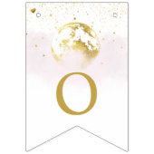 Roze en Goud Over the Moon en Sterren Baby shower Vlaggetjes (Eerste vlag)