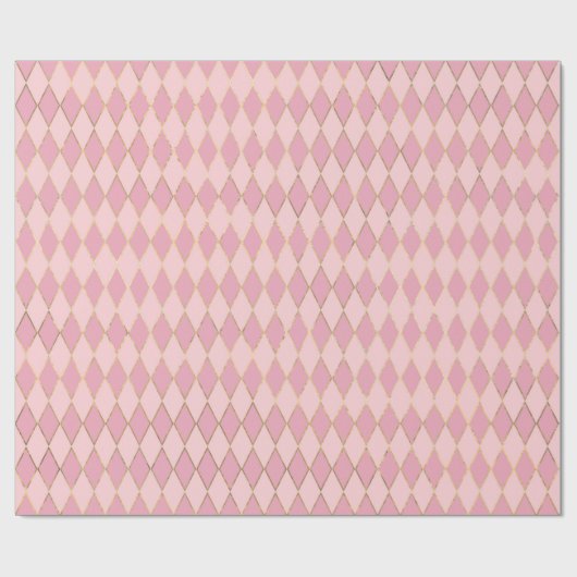 Roze en Goud Parijs thema Diamond Pattern Cadeaupapier (Vlak)