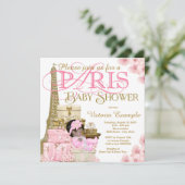 Roze en Goud Paris Etnisch Meisje Baby shower Kaart (Staand voorkant)