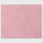 Roze en Goud Paris Folie Bloemenmotief Cadeaupapier (Vlak)