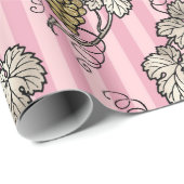 Roze en Goud Paris Folie Wijnthema Cadeaupapier (Rol Hoek)