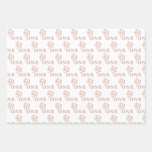 Roze en Goud Prinses Kroonmeisje 1e Verjaardag Inpakpapier Vel (Voorkant 3)