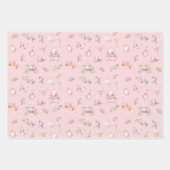 Roze en Goud Prinses Kroonmeisje 1e Verjaardag Inpakpapier Vel (Voorkant 2)