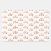 Roze en Goud Prinses Kroonmeisje 1e Verjaardag Inpakpapier Vel (Voorkant)