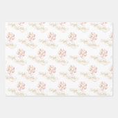 Roze en Goud Prinses Kroonmeisje Verjaardag Inpakpapier Vel (Voorkant 3)