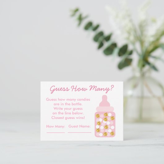 Roze en goud raden hoeveel games er zijn informatiekaartje (Staand voorkant)