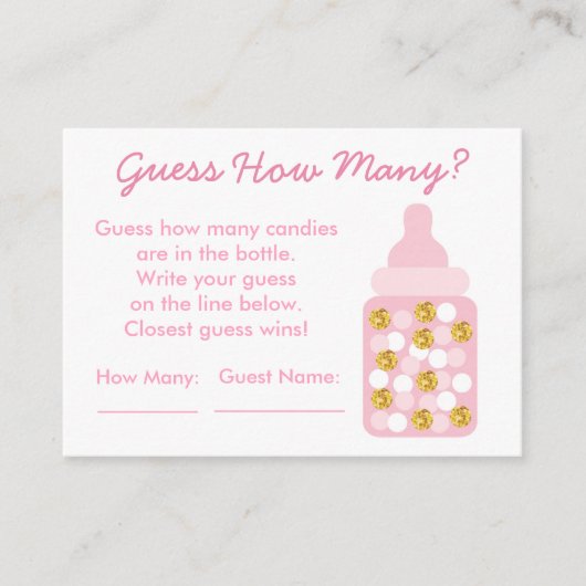 Roze en goud raden hoeveel games er zijn informatiekaartje (Voorkant)